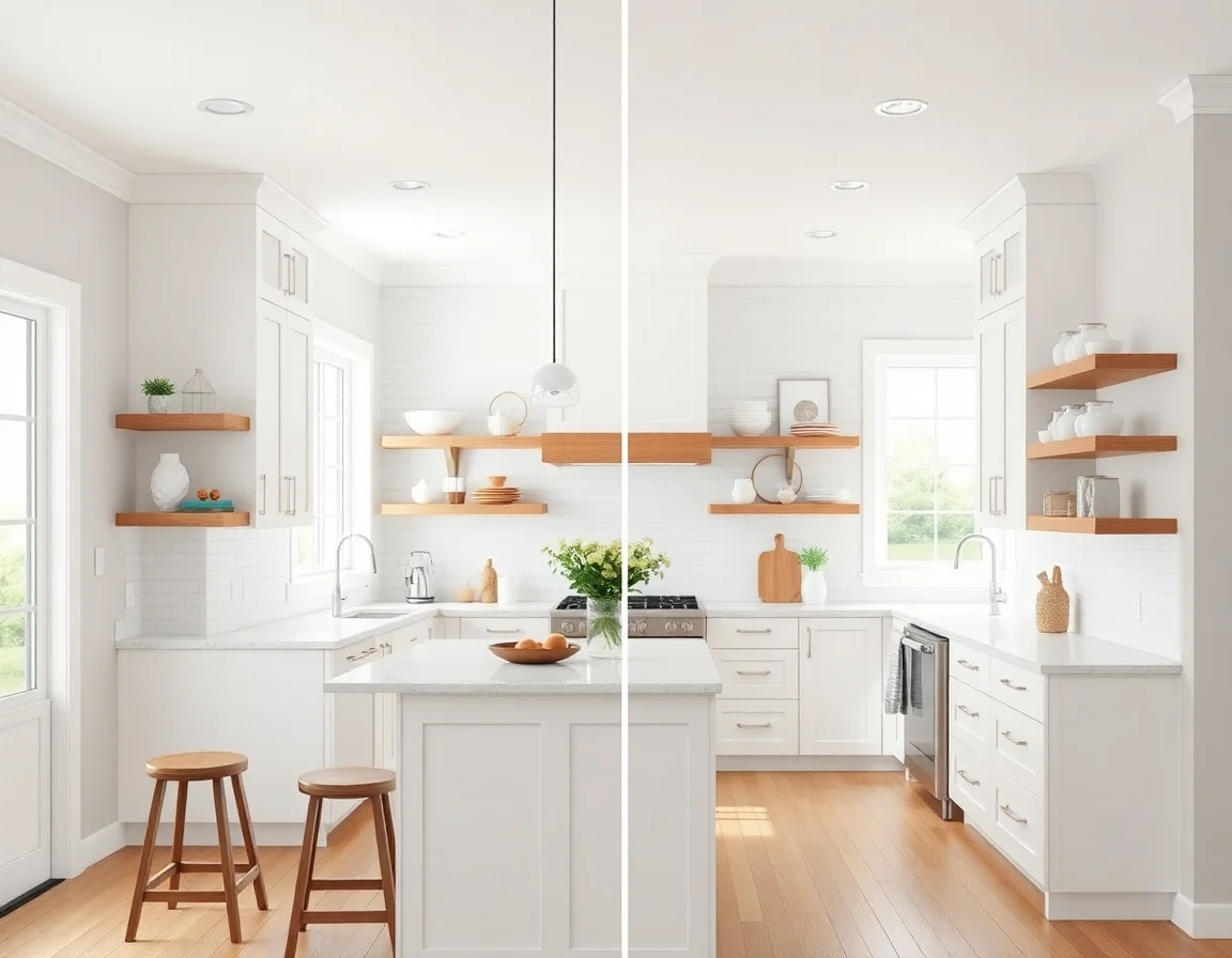 AI room redesign before and after β kitchen Modern Farmhouse transformation